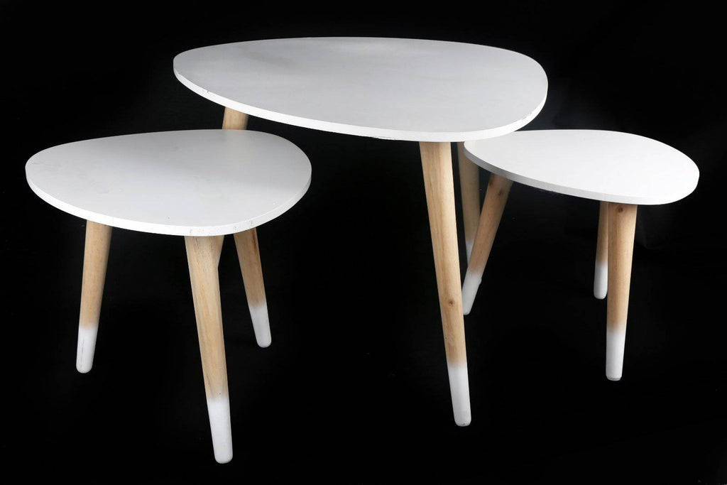 Set Of Three Nesting White Retro Tables - Price Crash Furniture