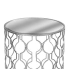 Set of Two Arabesque Silver Foil Mirrored Side Tables - Price Crash Furniture