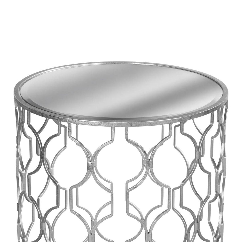 Set of Two Arabesque Silver Foil Mirrored Side Tables - Price Crash Furniture