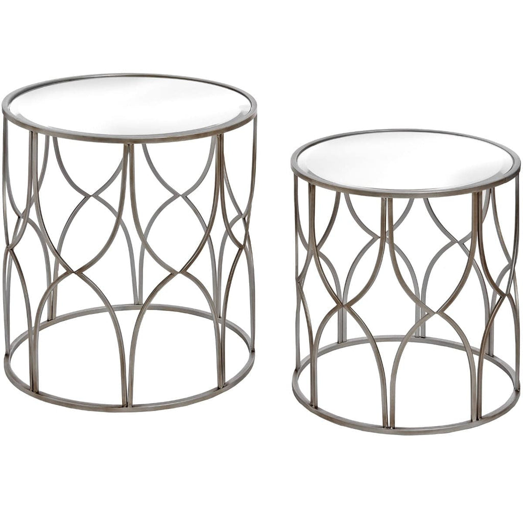 Set Of Two Lattice Detail Silver Side Table - Price Crash Furniture