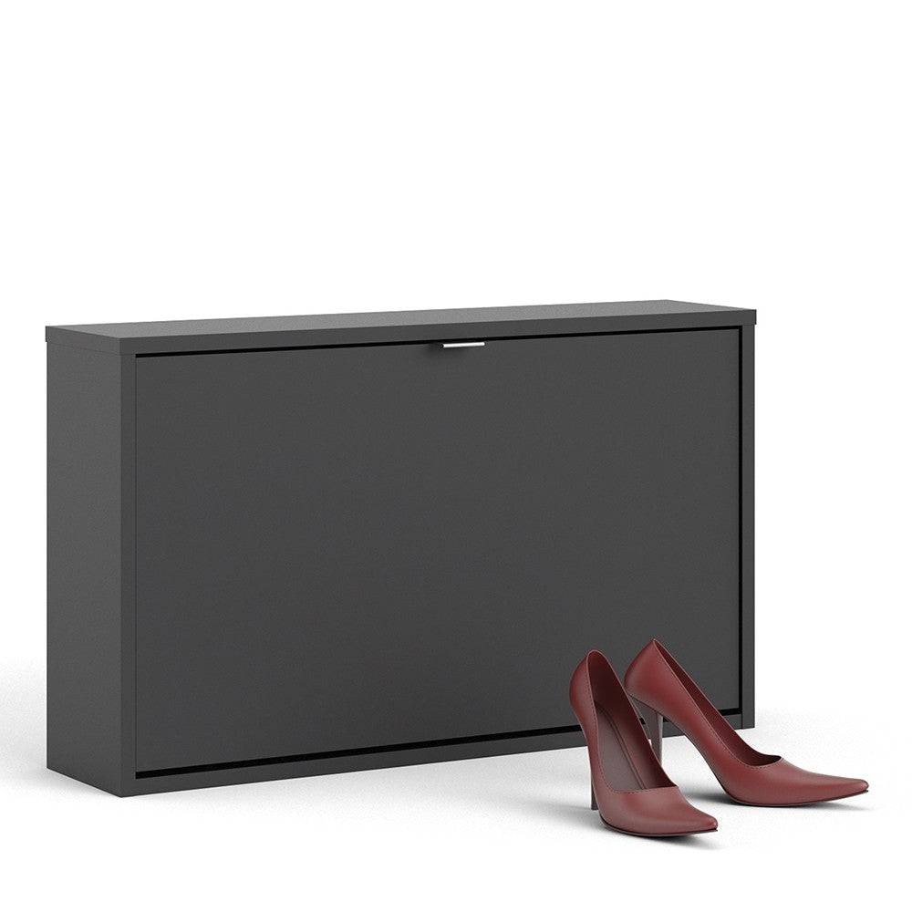 Shoe Cabinet: 1 compartment with 1 layer in Matte Black - Price Crash Furniture