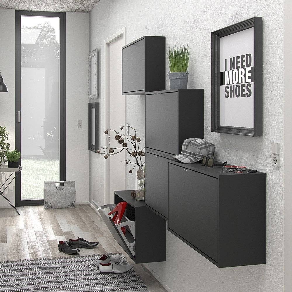 Shoe Cabinet: 1 compartment with 1 layer in Matte Black - Price Crash Furniture