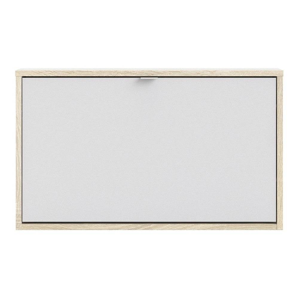 Shoe Cabinet: 1 compartment with 1 layer in Oak & White - Price Crash Furniture