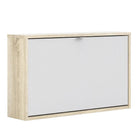 Shoe Cabinet: 1 compartment with 1 layer in Oak & White - Price Crash Furniture