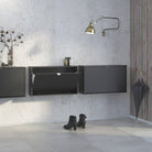 Shoe Cabinet: 1 compartment with 2 layers in Matte Black - Price Crash Furniture