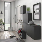 Shoe Cabinet: 1 compartment with 2 layers in Matte Black - Price Crash Furniture