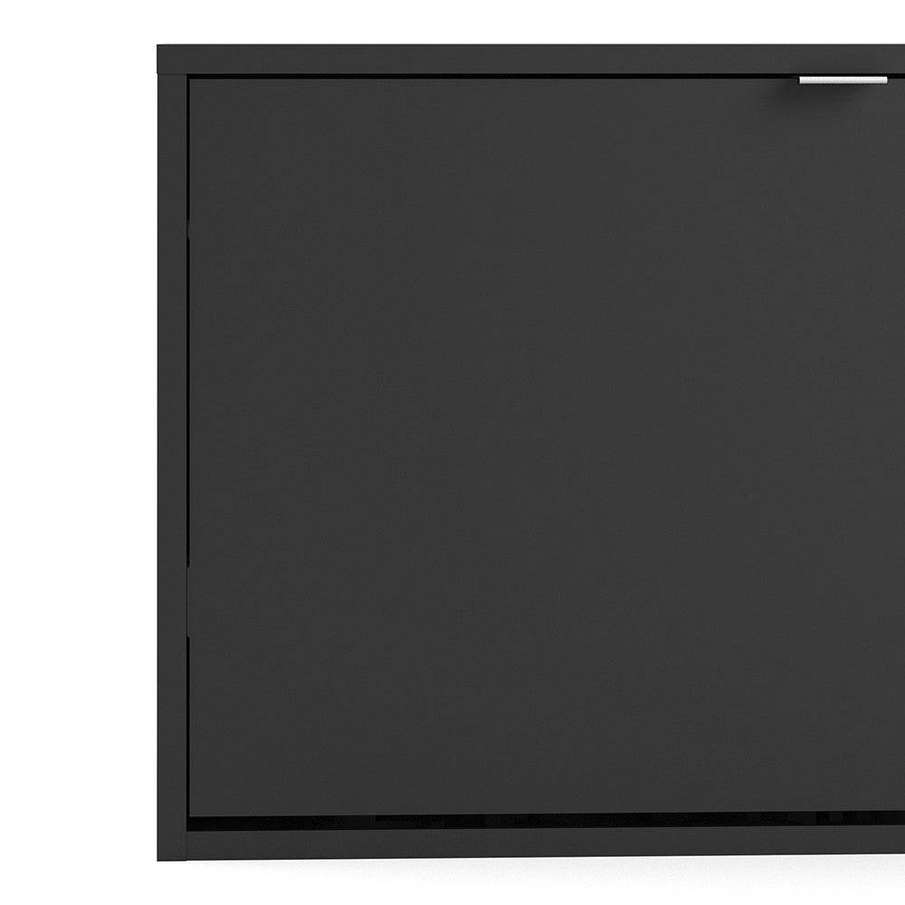 Shoe Cabinet: 1 compartment with 2 layers in Matte Black - Price Crash Furniture