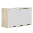 Shoe Cabinet: 1 compartment with 2 layers in Oak & White - Price Crash Furniture