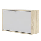 Shoe Cabinet: 1 compartment with 2 layers in Oak & White - Price Crash Furniture