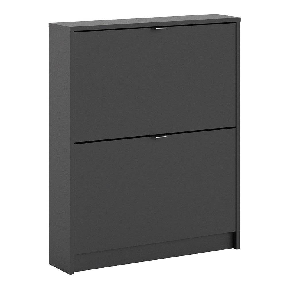 Shoe Cabinet: 2 compartments with 1 layer in Matte Black - Price Crash Furniture