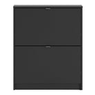 Shoe Cabinet: 2 compartments with 1 layer in Matte Black - Price Crash Furniture