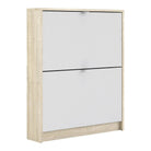 Shoe Cabinet: 2 compartments with 1 layer in Oak & White - Price Crash Furniture