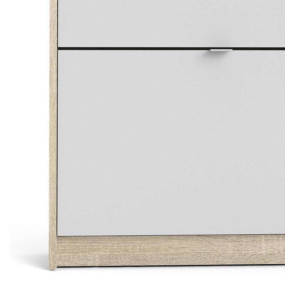 Shoe Cabinet: 2 compartments with 1 layer in Oak & White - Price Crash Furniture