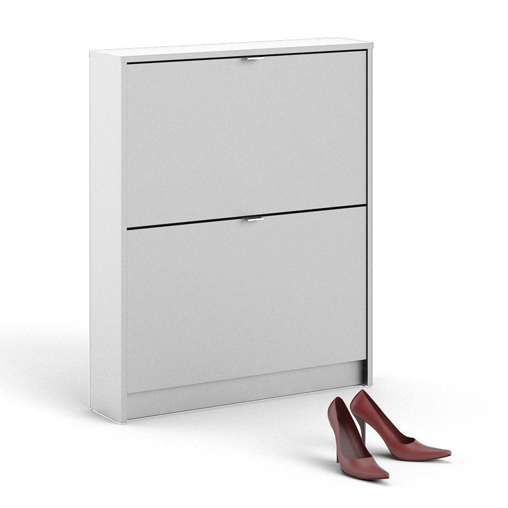 Shoe Cabinet: 2 compartments with 1 layer in White - Price Crash Furniture