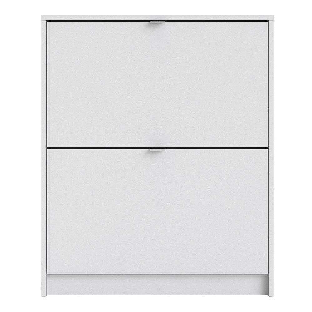 Shoe Cabinet: 2 compartments with 1 layer in White - Price Crash Furniture