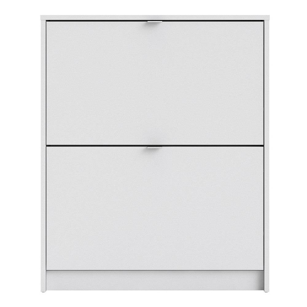 Shoe Cabinet: 2 compartments with 1 layer in White - Price Crash Furniture
