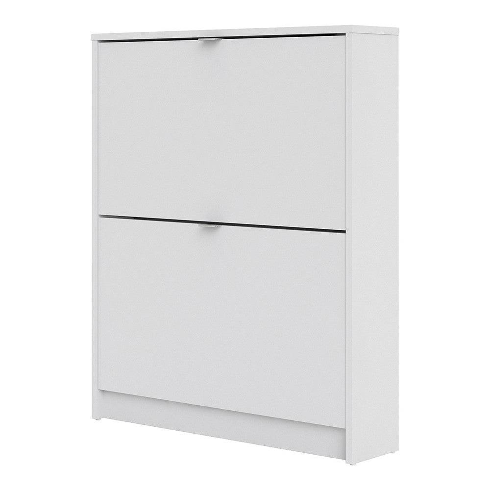 Shoe Cabinet: 2 compartments with 1 layer in White - Price Crash Furniture