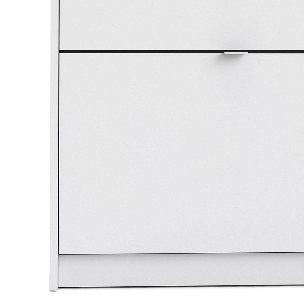 Shoe Cabinet: 2 compartments with 1 layer in White - Price Crash Furniture