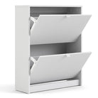 Shoe Cabinet: 2 compartments with 2 layers in Matte Black - Price Crash Furniture