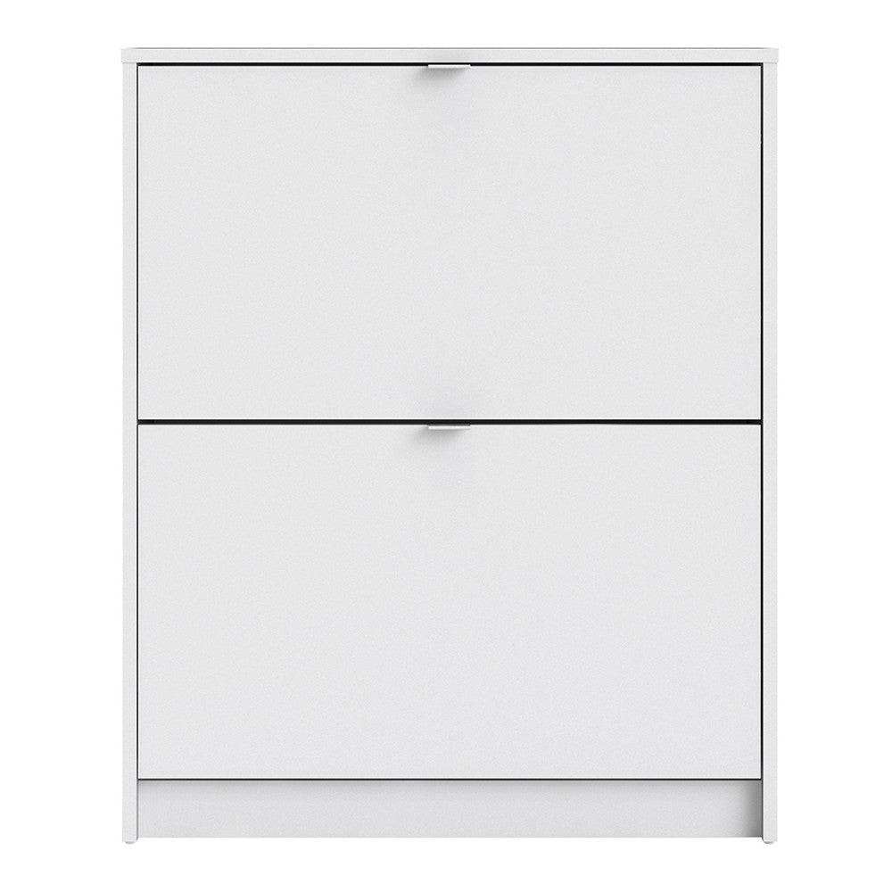 Shoe Cabinet: 2 compartments with 2 layers in Matte Black - Price Crash Furniture