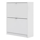 Shoe Cabinet: 2 compartments with 2 layers in Matte Black - Price Crash Furniture