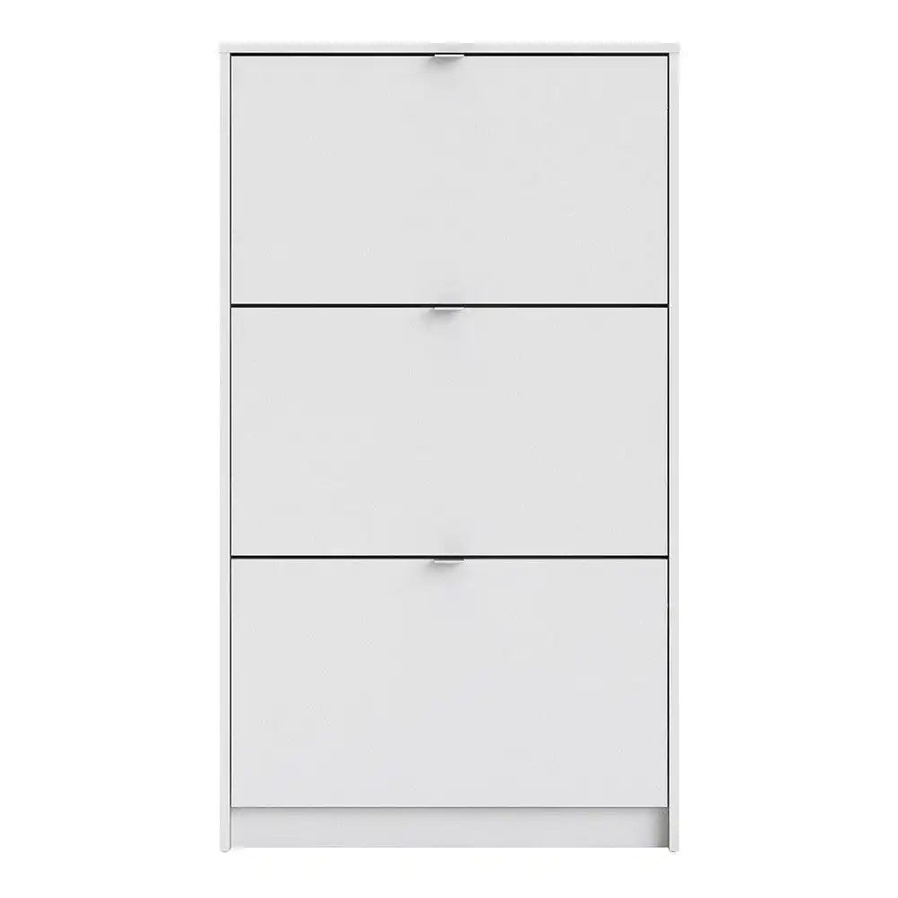 Shoe Cabinet: 2 compartments with 2 layers in Oak & White - Price Crash Furniture