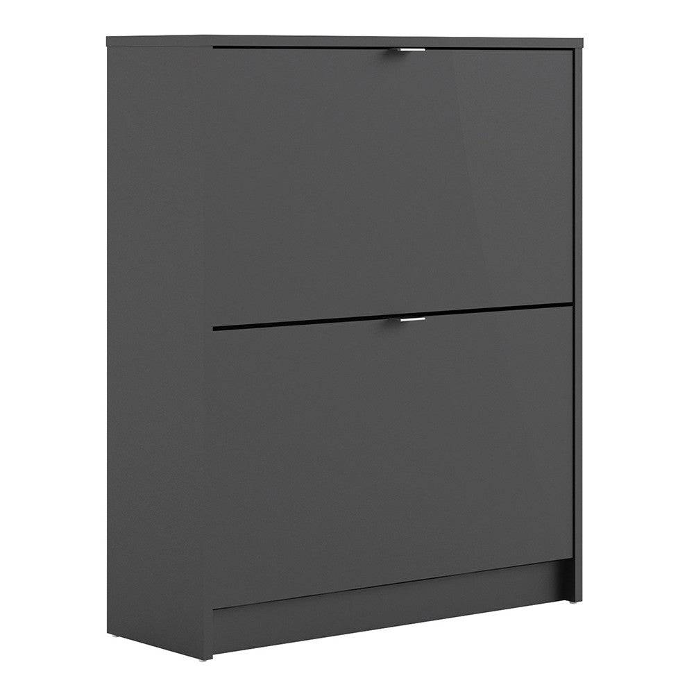 Shoe Cabinet: 2 compartments with 2 layers in White - Price Crash Furniture