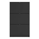 Shoe Cabinet: 3 compartments with 1 layer in Matte Black - Price Crash Furniture