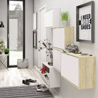 Shoe Cabinet: 3 compartments with 1 layer in Oak & White - Price Crash Furniture