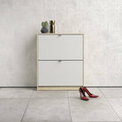 Shoe Cabinet: 3 compartments with 1 layer in White - Price Crash Furniture