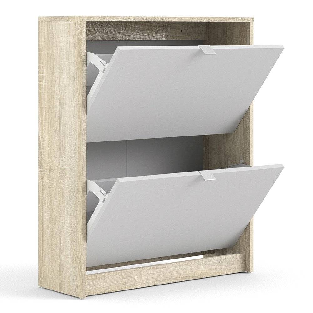 Shoe Cabinet: 3 compartments with 1 layer in White - Price Crash Furniture