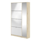 Shoe Cabinet: 3 compartments with 2 layers & 1 door in Oak & Gloss White - Price Crash Furniture