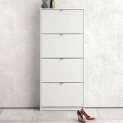 Shoe Cabinet: 3 compartments with 2 layers in Matte Black - Price Crash Furniture