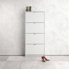 Shoe Cabinet: 3 compartments with 2 layers in Matte Black - Price Crash Furniture