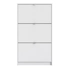 Shoe Cabinet: 3 compartments with 2 layers in Oak & White - Price Crash Furniture