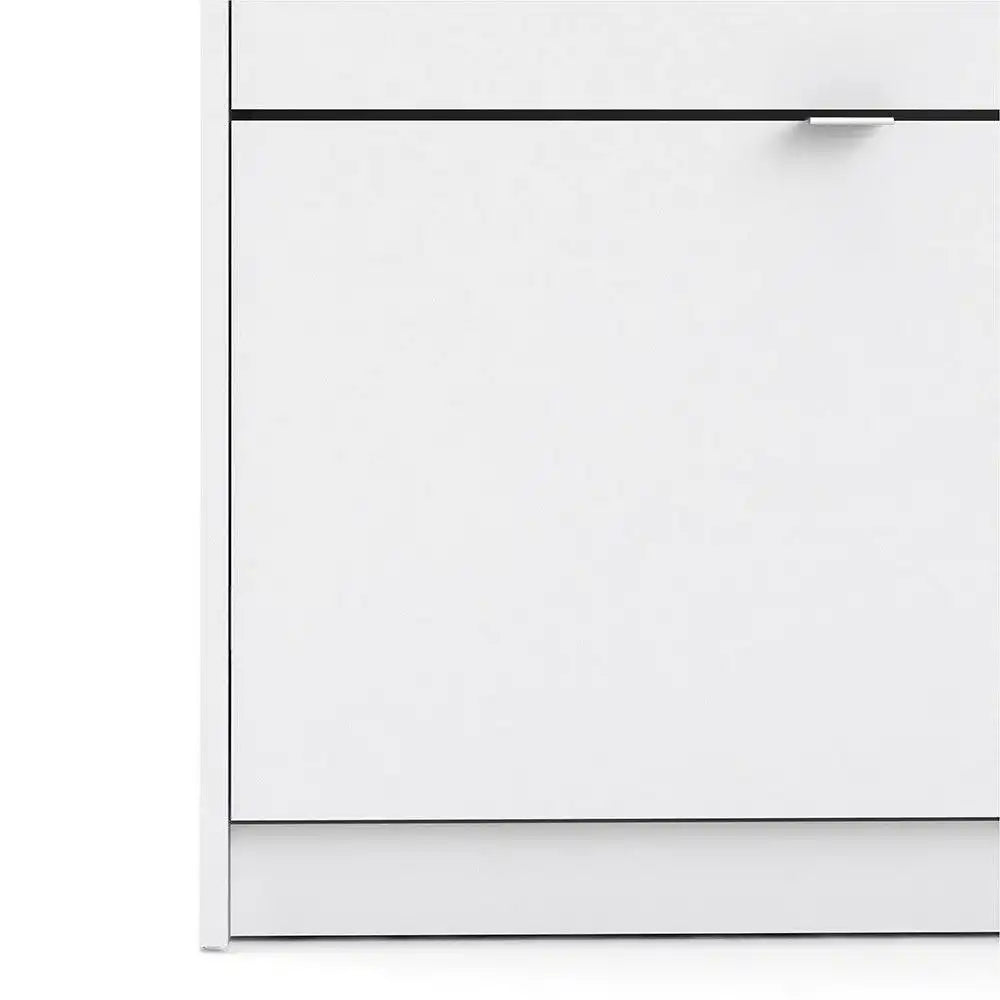 Shoe Cabinet: 3 compartments with 2 layers in Oak & White - Price Crash Furniture