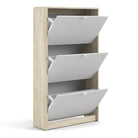 Shoe Cabinet: 3 compartments with 2 layers in White - Price Crash Furniture