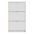 Shoe Cabinet: 3 compartments with 2 layers in White - Price Crash Furniture