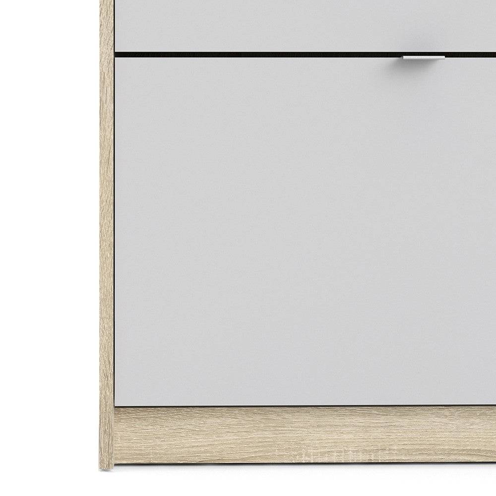 Shoe Cabinet: 3 compartments with 2 layers in White - Price Crash Furniture