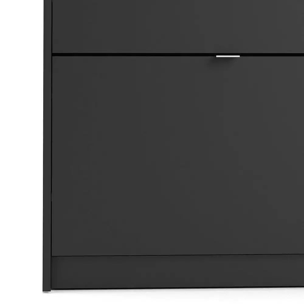 Shoe Cabinet: 4 compartments with 1 layer in Matte Black - Price Crash Furniture