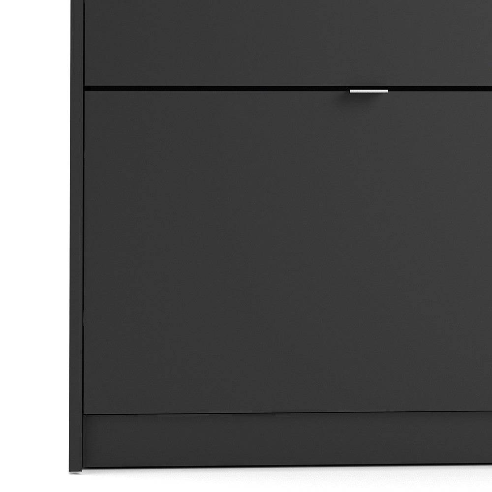 Shoe Cabinet: 4 compartments with 1 layer in Matte Black - Price Crash Furniture
