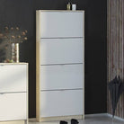 Shoe Cabinet: 4 compartments with 1 layer in Oak & White - Price Crash Furniture