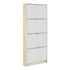 Shoe Cabinet: 4 compartments with 1 layer in Oak & White - Price Crash Furniture