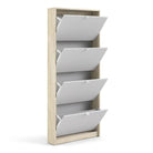 Shoe Cabinet: 4 compartments with 1 layer in Oak & White - Price Crash Furniture