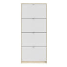 Shoe Cabinet: 4 compartments with 1 layer in Oak & White - Price Crash Furniture