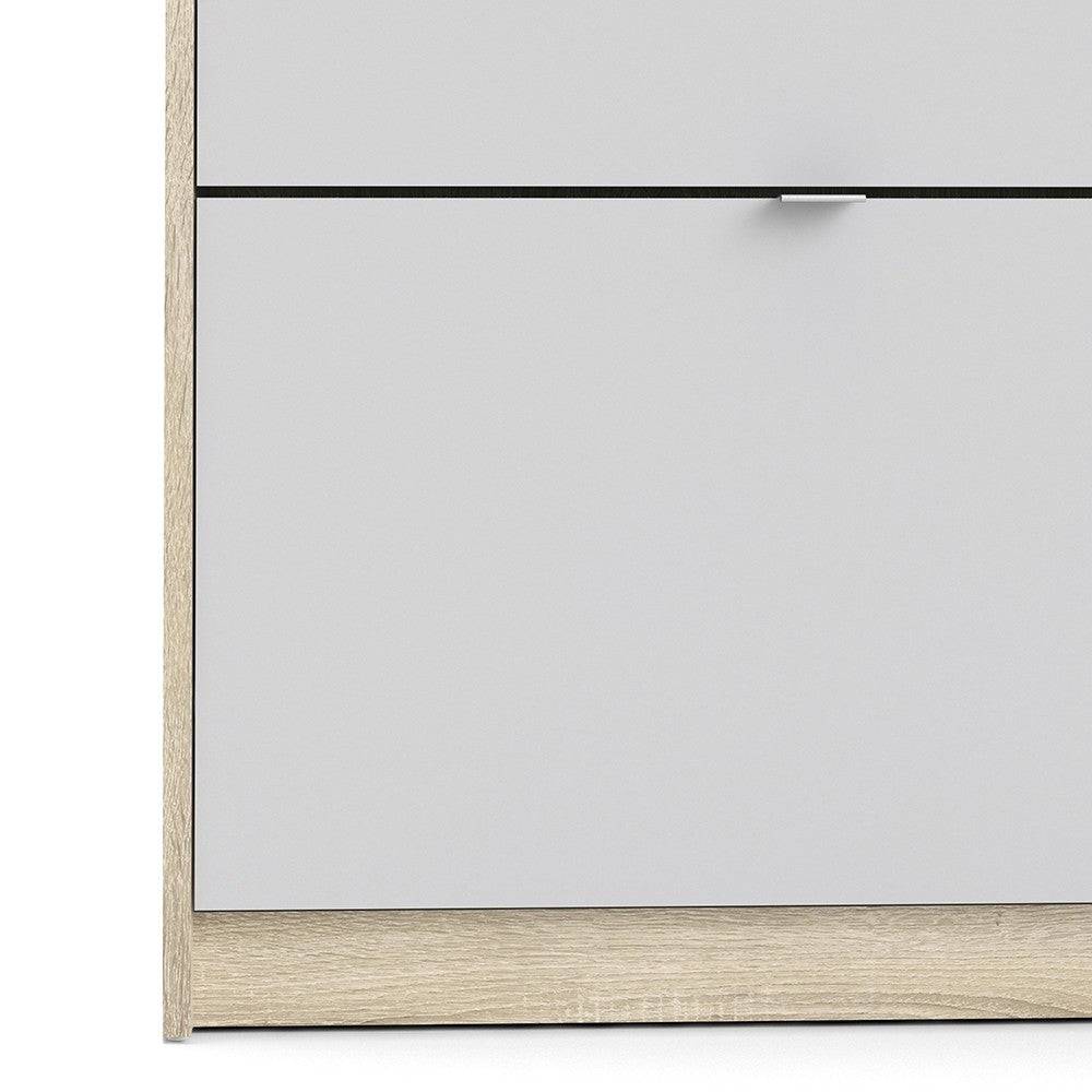 Shoe Cabinet: 4 compartments with 1 layer in Oak & White - Price Crash Furniture