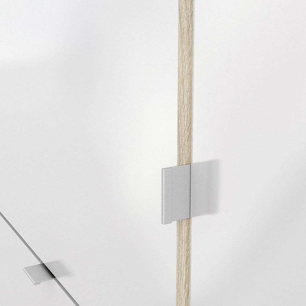 Shoe Cabinet: 4 compartments with 2 layers & 1 mirror door in Oak & Gloss White - Price Crash Furniture