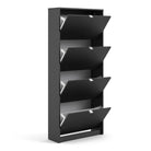 Shoe Cabinet: 4 compartments with 2 layers in Matte Black - Price Crash Furniture