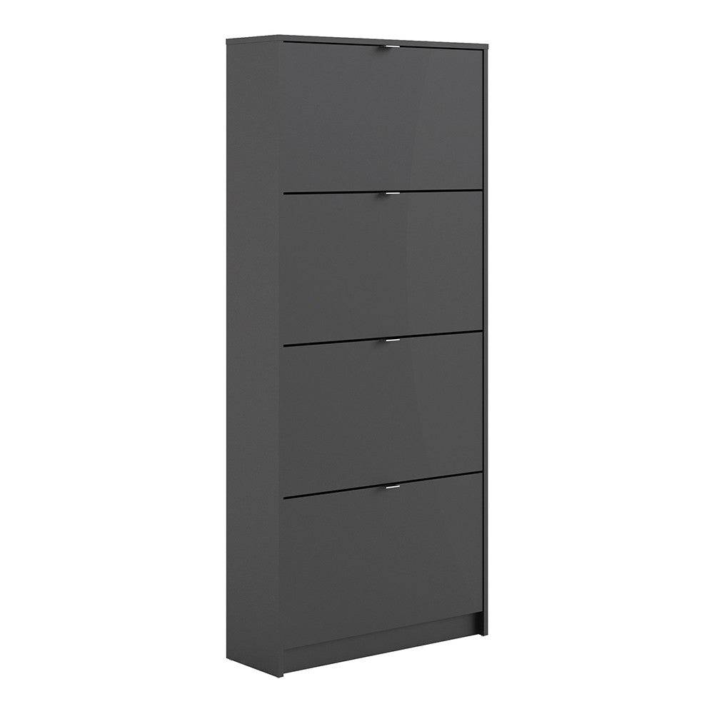 Shoe Cabinet: 4 compartments with 2 layers in Matte Black - Price Crash Furniture