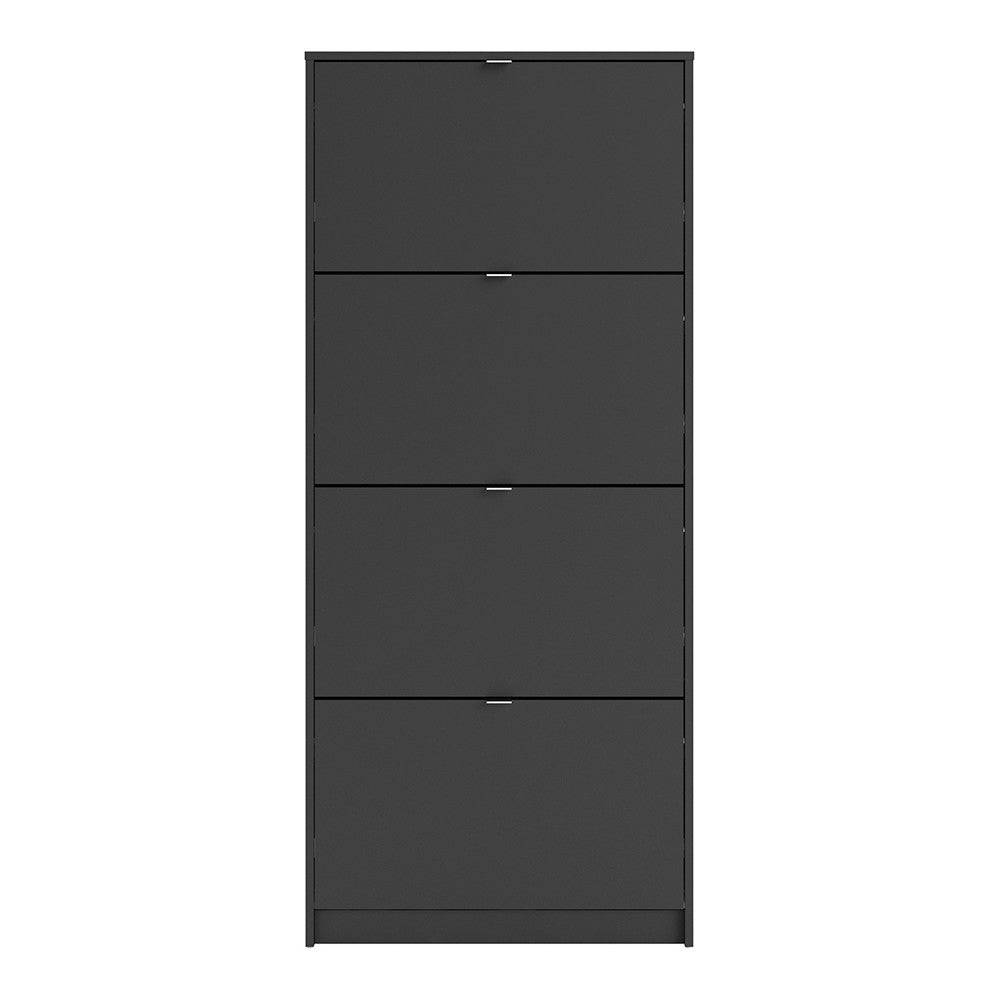 Shoe Cabinet: 4 compartments with 2 layers in Matte Black - Price Crash Furniture